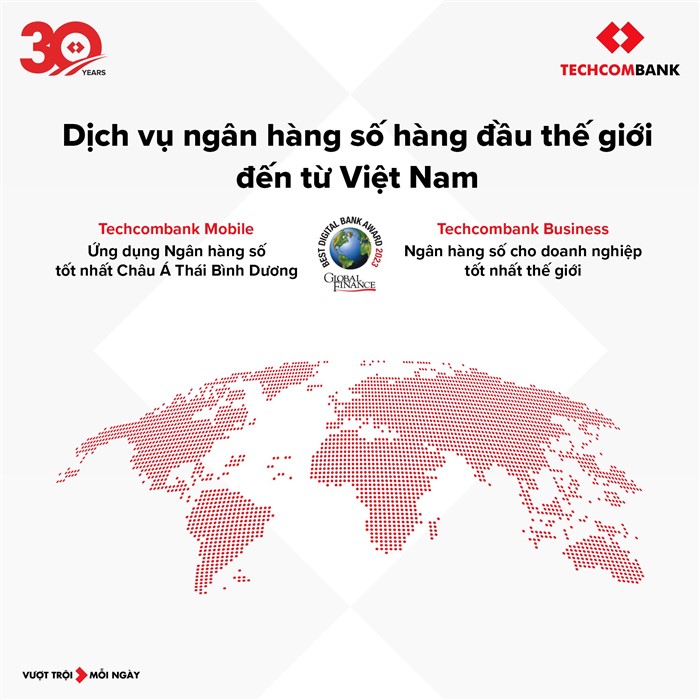 Techcombank được ghi nhận bởi Global Finance và nhiều tổ chức uy tín trên thế giới như “người dẫn dắt” hành trình chuyển đổi số của ngành ngân hàng trên toàn cầu